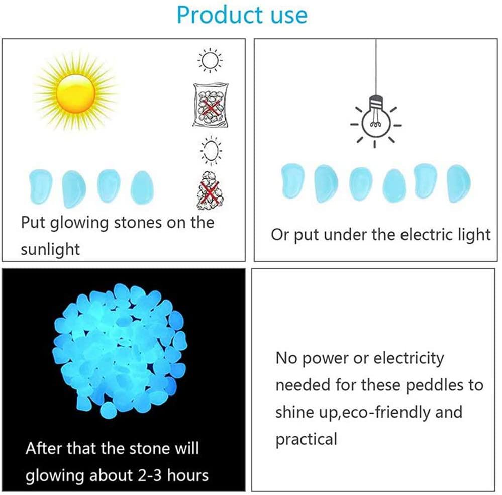 Đá Phát Sáng, 100 Viên Đá Phát Sáng Đá Phát Sáng Ngoài Trời Đá Sỏi Huỳnh Quang Nhân Tạo Trang Trí Cho Lối Đi Trong Vườn, Hồ Bơi, Bể Cá Chiếu Sáng Ban Đêm