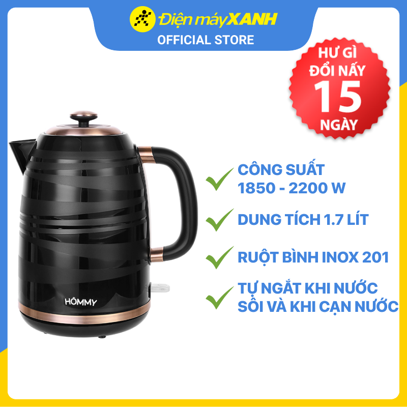 Bình đun siêu tốc Hommy 1.7 lit K512PN - Hàng chính hãng