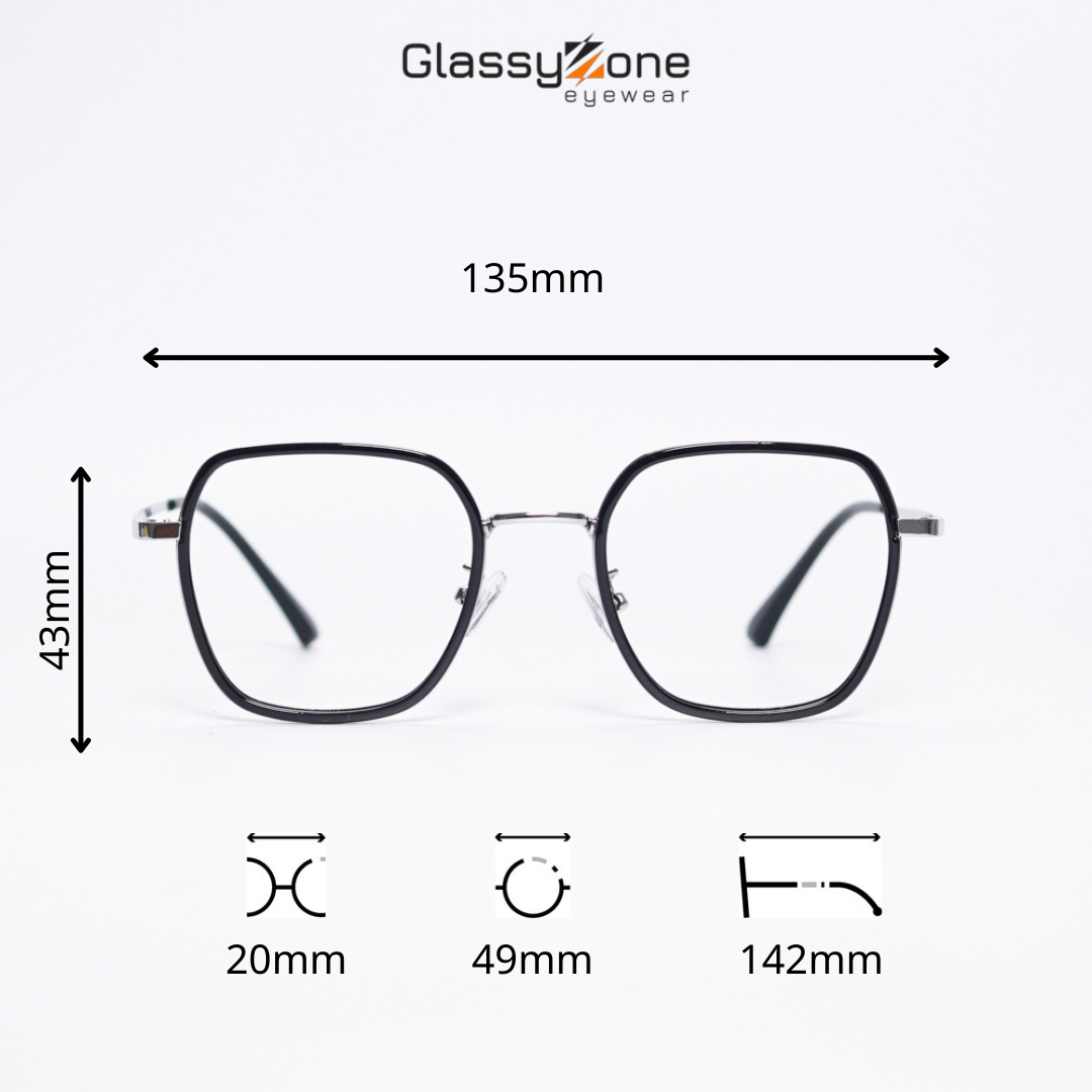 Gọng kính cận, Mắt kính giả cận nhựa dẻo Form vuông Uniex Nam Nữ Grainne - GlassyZone