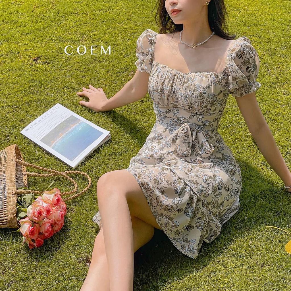 Đầm Hoa Ngắn Xòe Bồng 2 Tầng Tay Phồng Chất Liệu Lụa Nhung Cao Cấp CO EM Thiết Kế Phù Hợp Mọi Nơi
