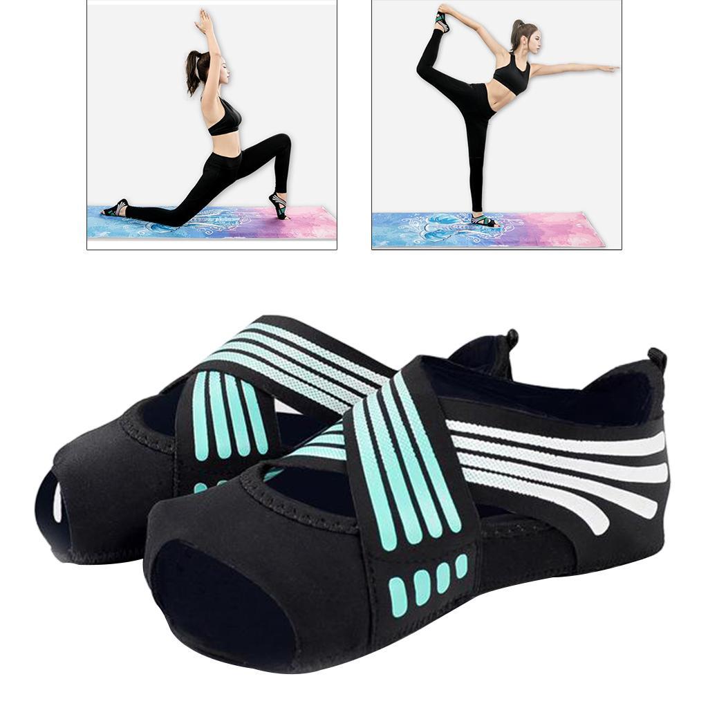 2xNon Skid Women Barre Yoga Shoes Pilates Grip Socks Flexible Machine Wash Green L