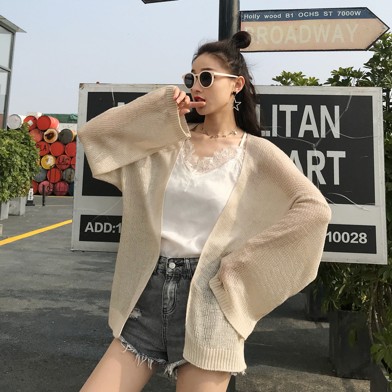 Áo Choàng Cardigan Len Dệt Kim Mùa Hè Loại Tốt