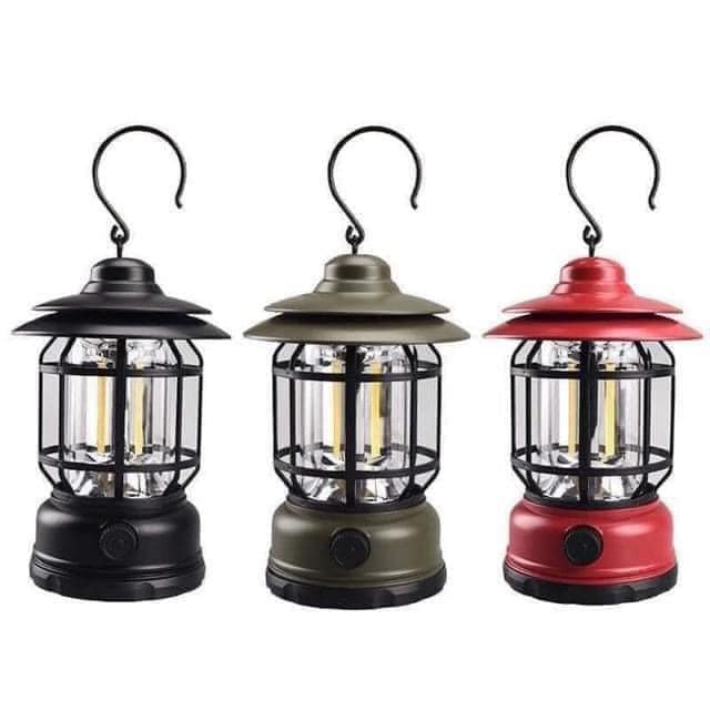 Đèn Măng Xông LED, Đèn Cắm Trại Dã Ngoại, Đèn Treo Lều, Đèn Retro Phong Cách Cổ Điển Pin Sạc Siêu Sáng - Hàng Chính Hãng