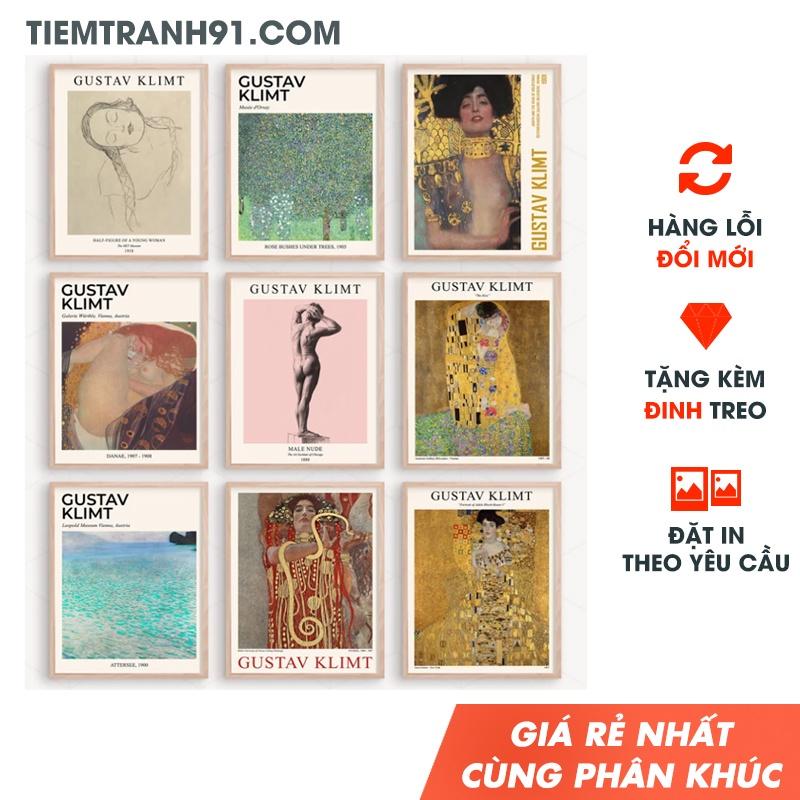 Tranh canvas treo tường, tranh Gustav Klimt quyến rũ, độc đáo - Tặng kèm đinh treo tranh - TIỆM TRANH 91