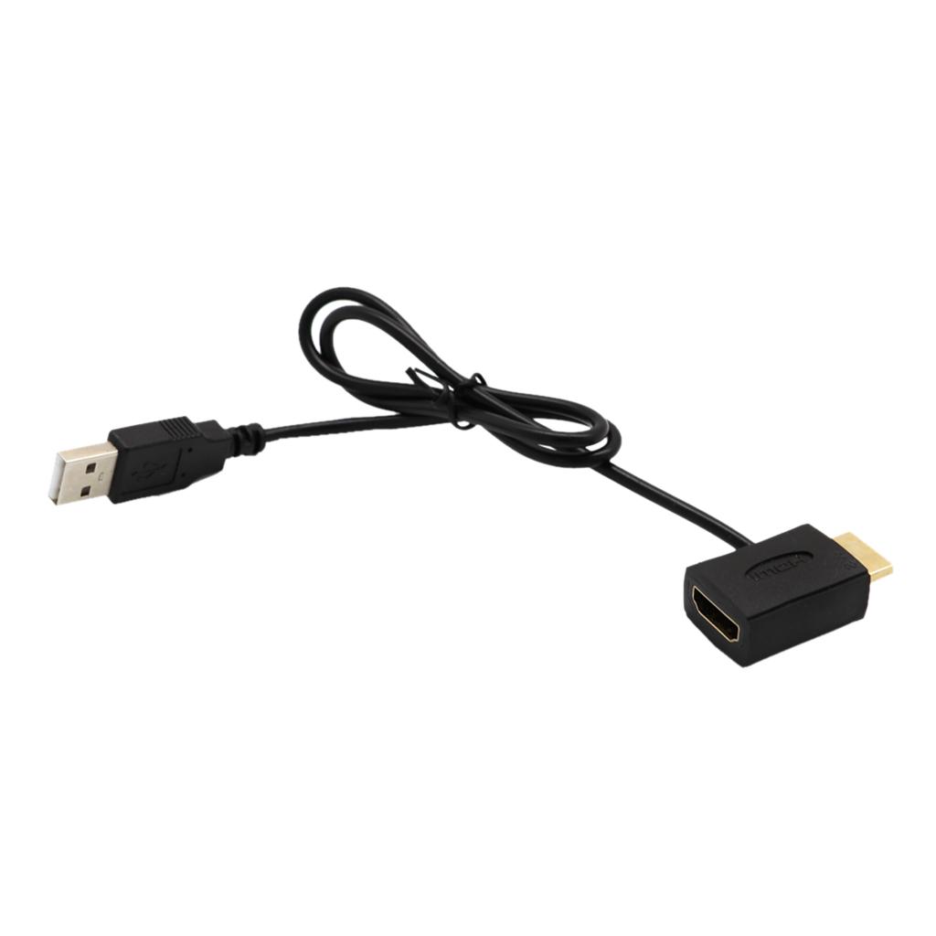 2 Pieces HDMI M to F Adapter Plug With USB 2.0 Power Supply Connector Cable