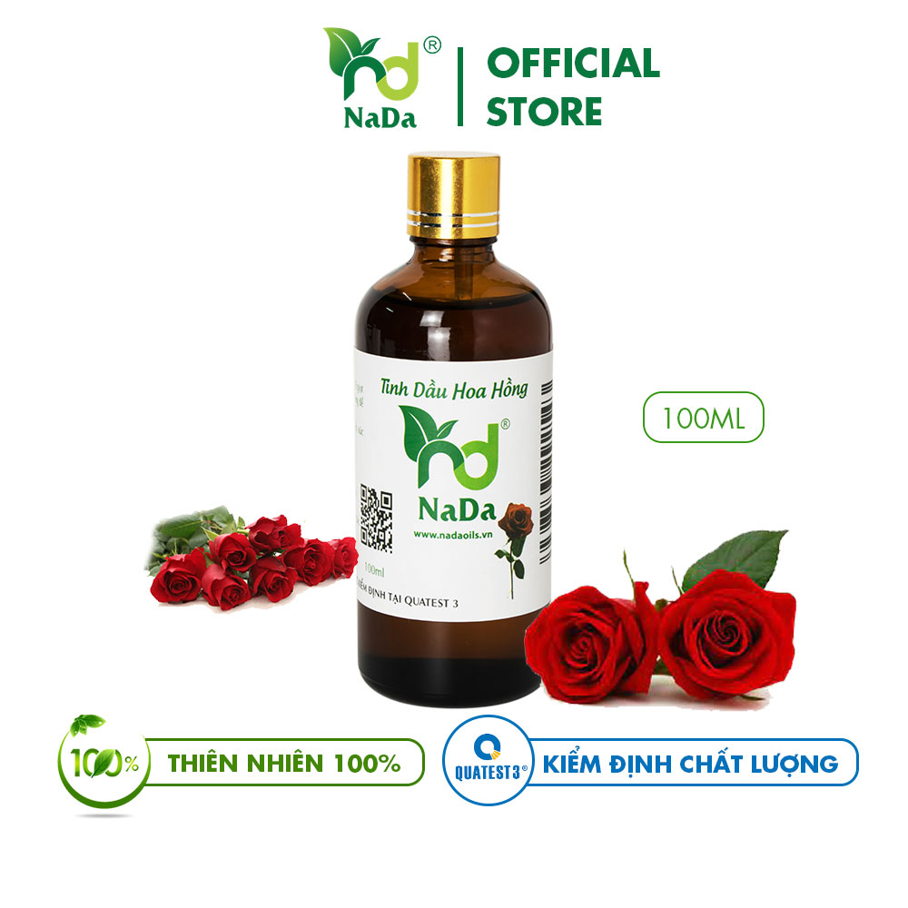 Tinh dầu Hoa hồng nguyên chất Nada | Kiểm định QT3 | Nước hoa, Dễ ngủ, Hưng phấn, Khử mùi