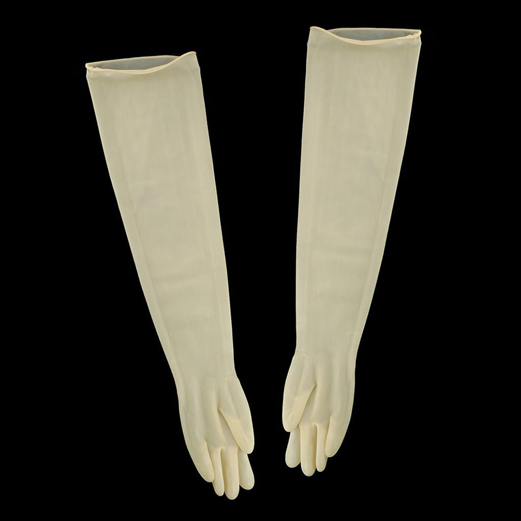 2x1 Pair 70cm Industrial Anti Acid Alkali Rubber Gloves Yellow 700x160x1.0mm