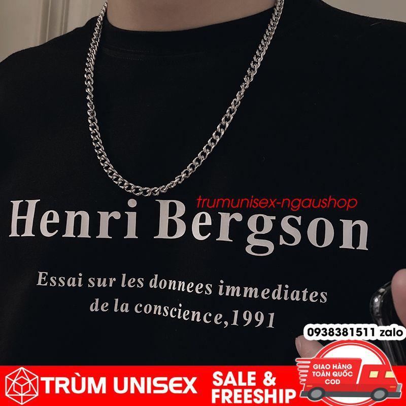 Áo thun unisex áo phông nam rộng HENRI.BERGSON kèm áo thật vải cotton đen trắng Trùm Unisex