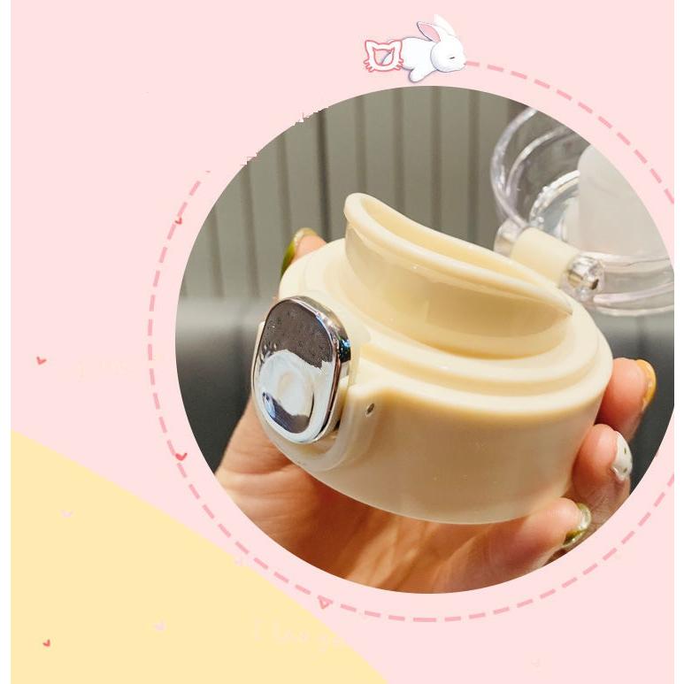 Bình nước thủy tinh mặt nhám hình chú gấu cute dễ thương 420ml