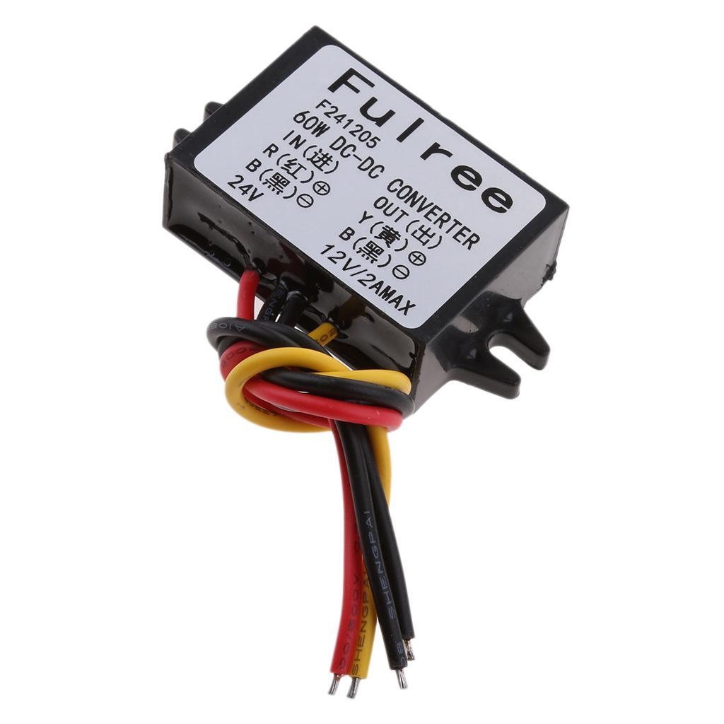 2-5pack DC Buck Voltage Converter 24V to 12V 2A Car Power Supply Module