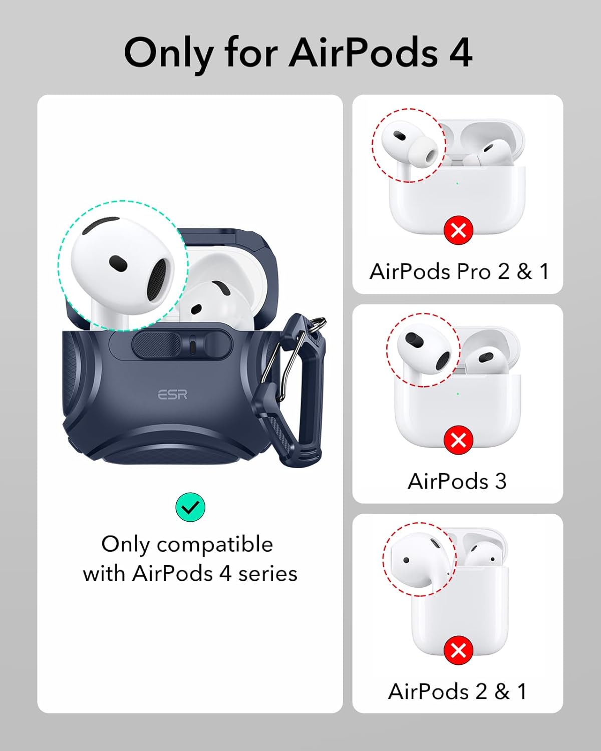 Bao Case ESR Cyber FlickLock Case with HaloLock cho Airpods 4 - Hàng Chính Hãng