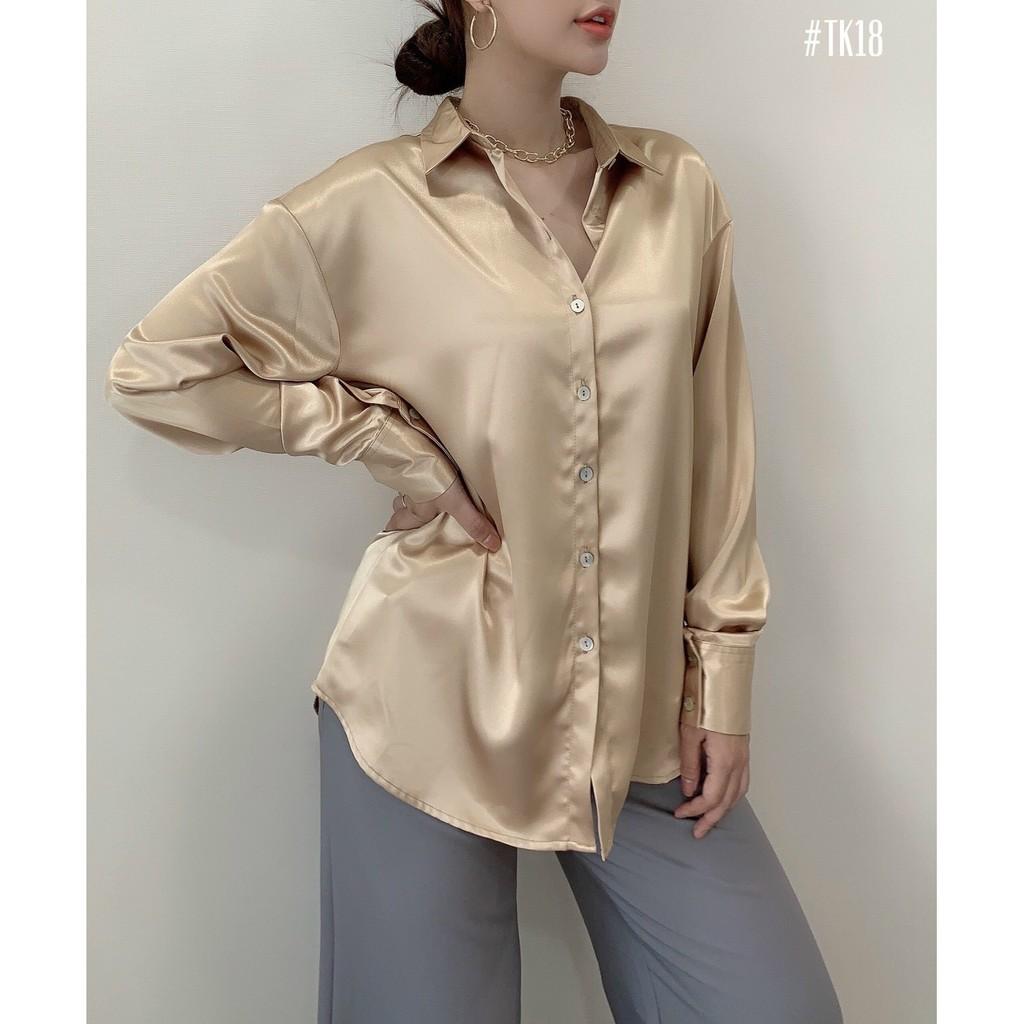 Sơ mi nút dài tay, hàng thiết kế, chất lụa mềm mịn