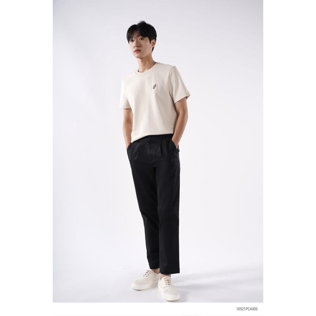 Quần kaki nam form straight crop màu đen có độ co giãn nhẹ 10F21PCA005 - LASTORE MENSWEAR