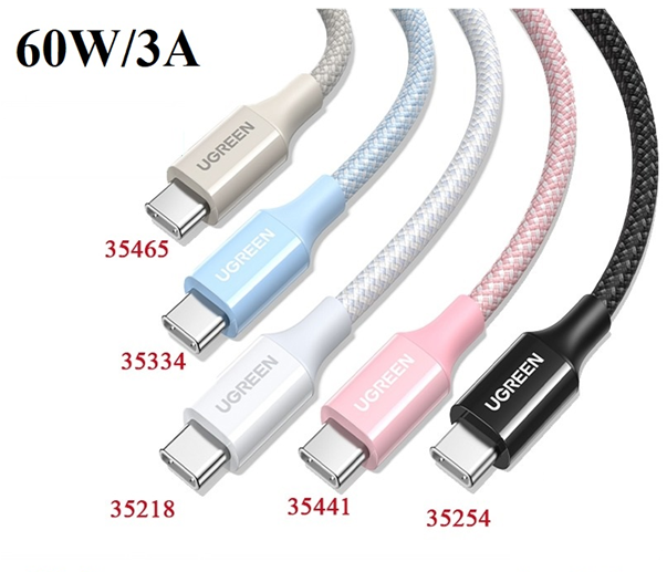 Cáp sạc nhanh 60W USB Type-C to USB Type-C dài 1M Ugreen-Hàng chính hãng