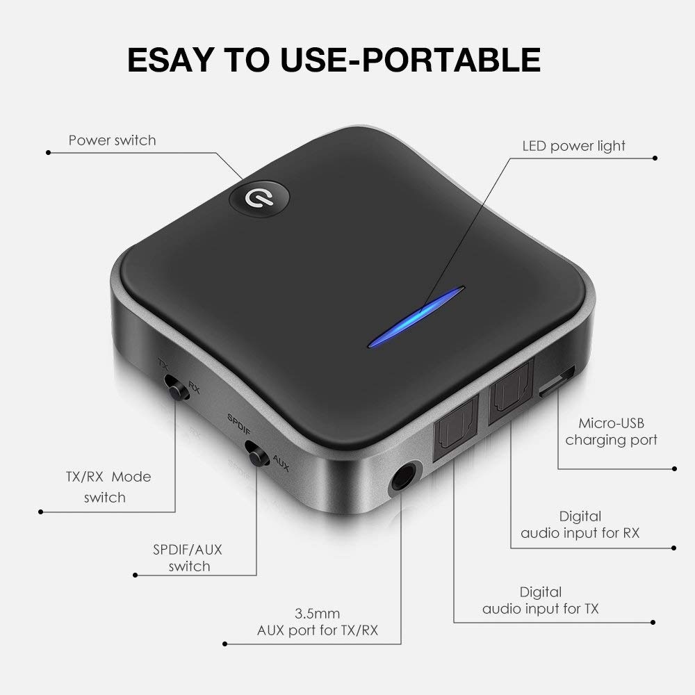 SOAIY Thiết Bị Thu Phát Nhạc Không Dây Bluetooth 5.0 BT-B19 (Hỗ Trợ Cổng Optical) - Hàng Nhập Khẩu
