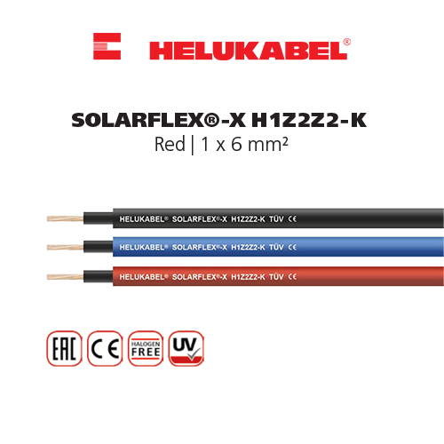 Dây cáp DC HELUKABEL SOLARFLEX-X H1Z2Z2-K | Red | 1 x 6 mm²