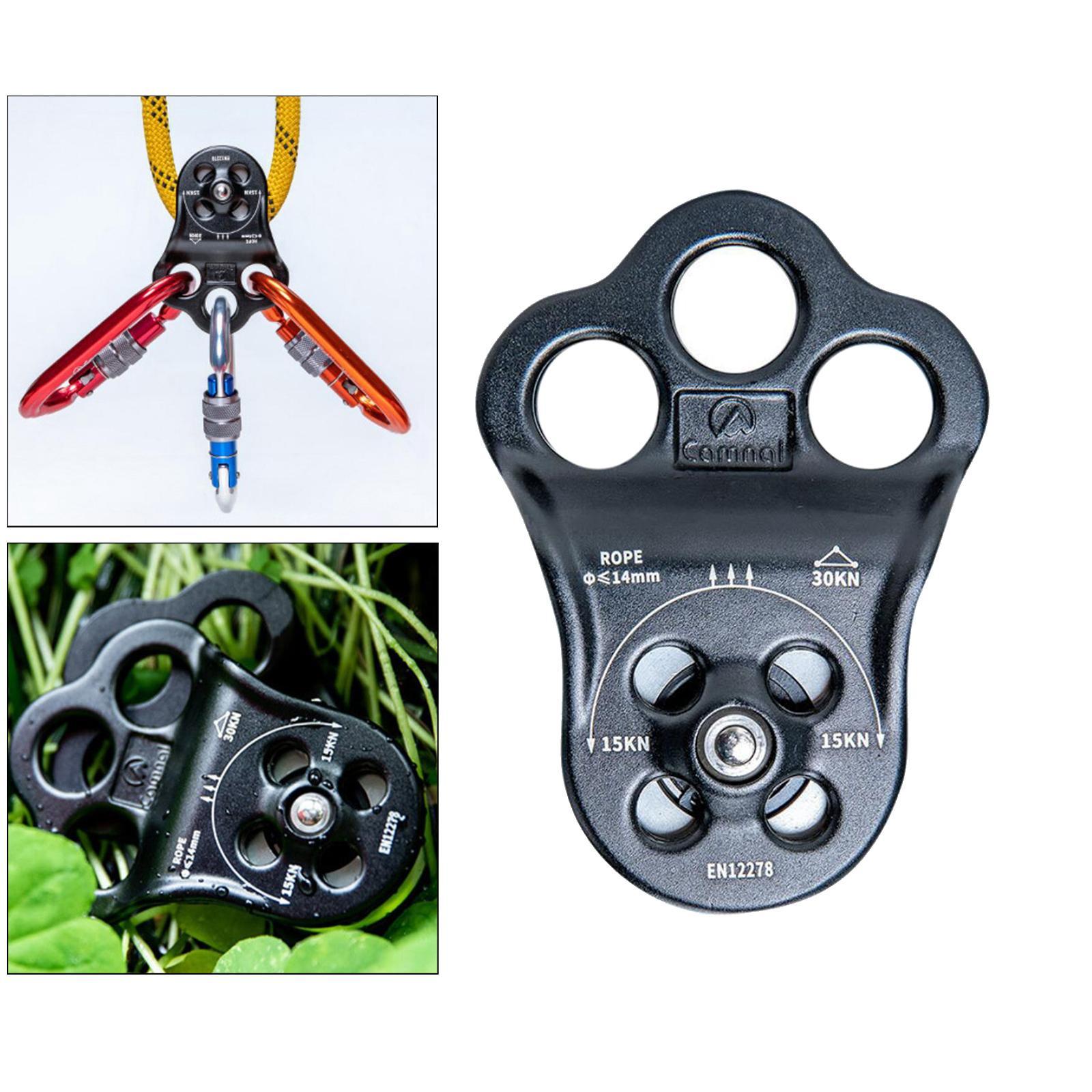 Fixed Side Triple Climbing Hitch Pulley Arborist for 13mm Rope Black