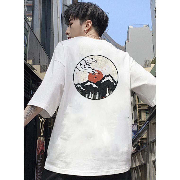 Áo thun unisex form rộng họa tiết phong cách Nhật Bản vải dày mịn 2020T2466