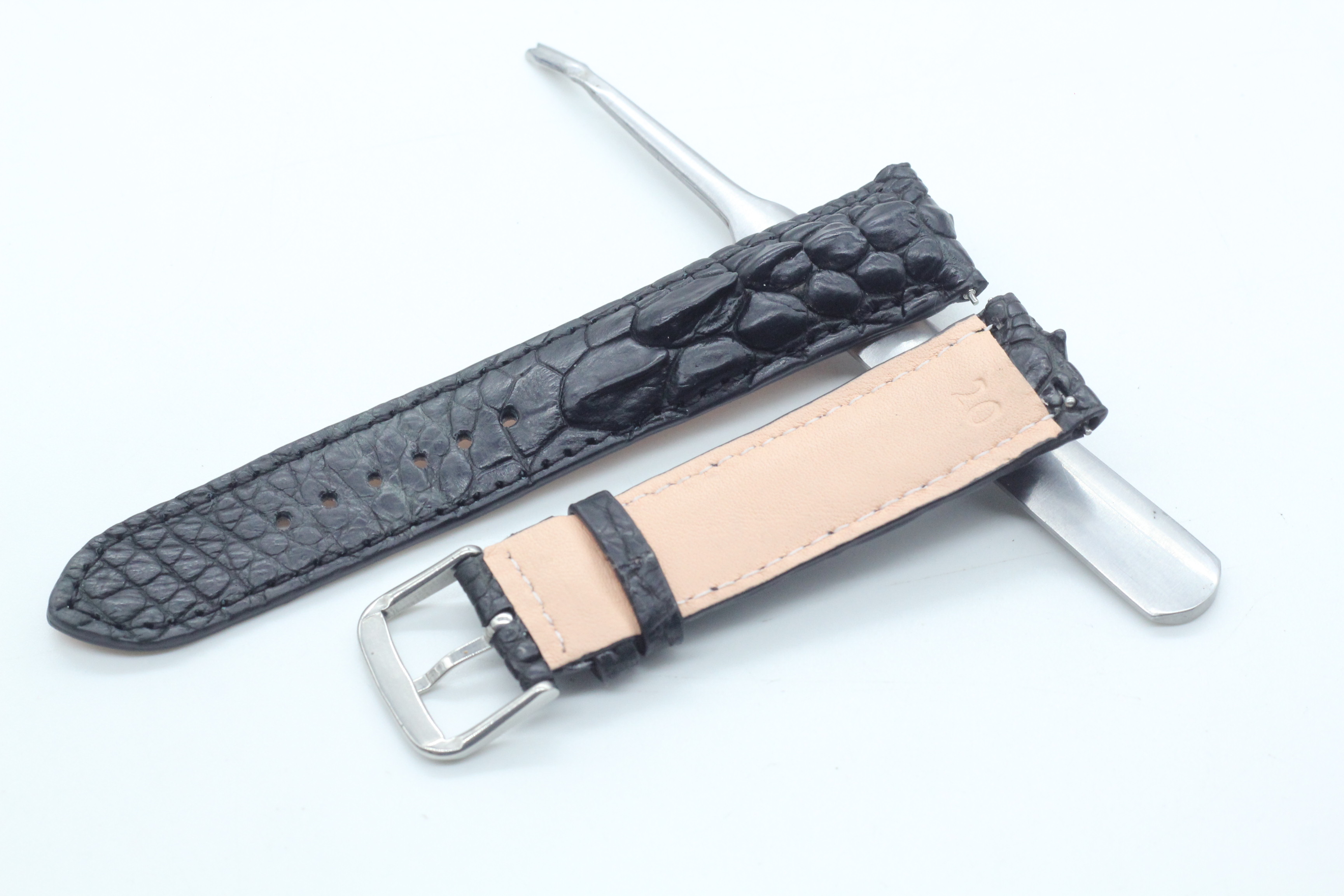 Dây Đồng Hồ Gai Chân Cá Sấu Songhan Leather,Dây Da Đồng Hồ Cá Sấu Size 22mm,20mm Gắn Chốt Thông MInh+ Khóa Kim,Bảo Hành 6 Tháng