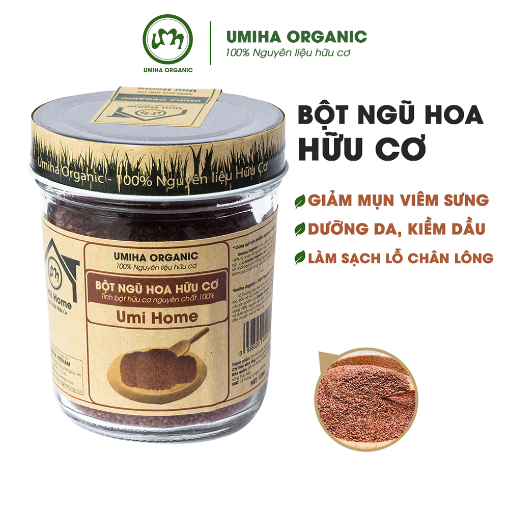 Bột Hạt Ngũ Hoa Hữu Cơ UMIHOME (135g) - Bột đắp mặt dưỡng trắng da hỗ trợ trị mụn thâm nám hiệu quả tại nhà