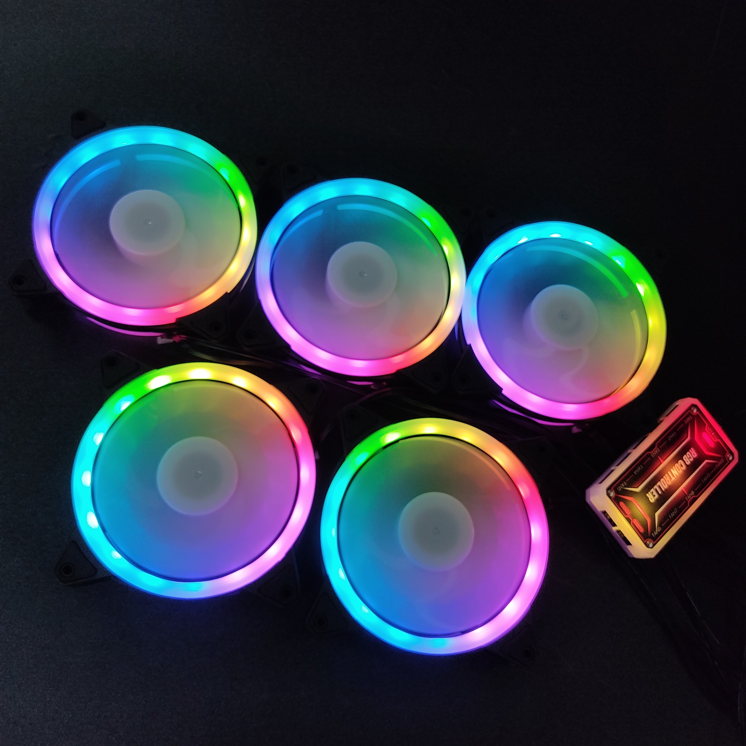 5 Quạt Tản Nhiệt, Fan Case KNC V2 Led RGB Dual Ring đồng bộ Hub điều khiển