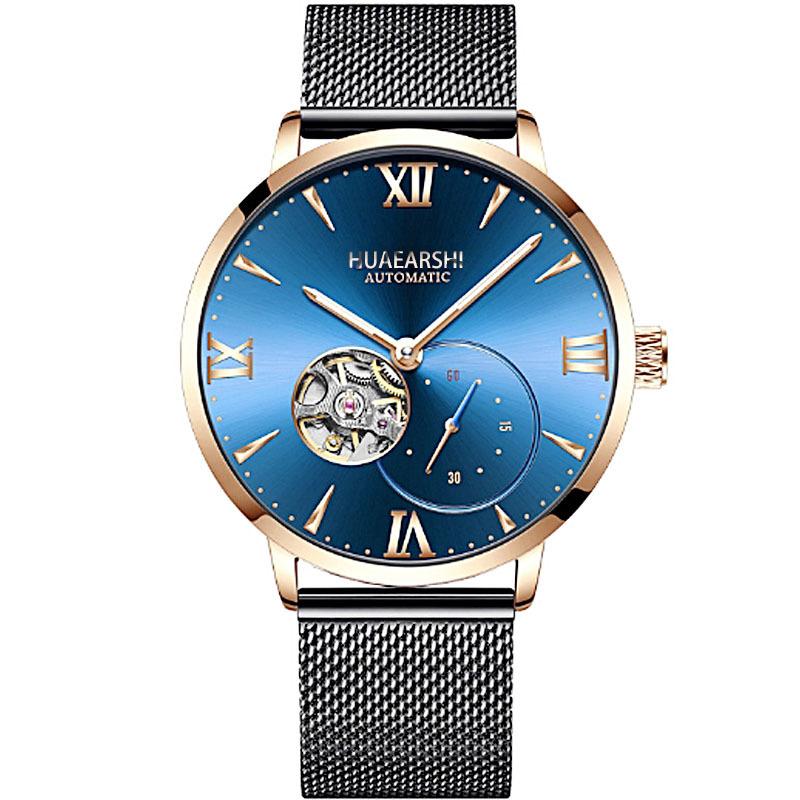Đồng hồ cơ khí tourbillon tự động thuận lợi nhất dành cho nam thời trang công sở Châu Âu và Mỹ Đồng hồ mặt số lớn không thấm nước cổ áo trắng khí quyển đơn giản