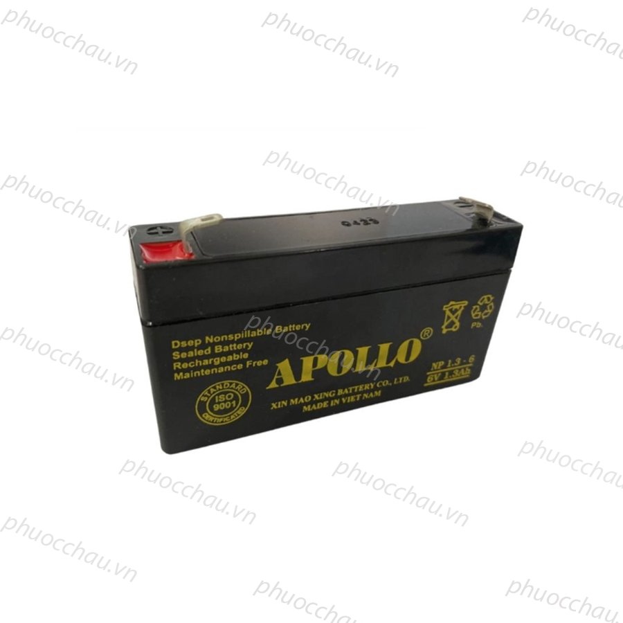 Ắc Quy Apollo NP1.3-6  6V-1.3AH, dùng cho xe điện trẻ em ,đèn khẩn cấp, quạt sạc