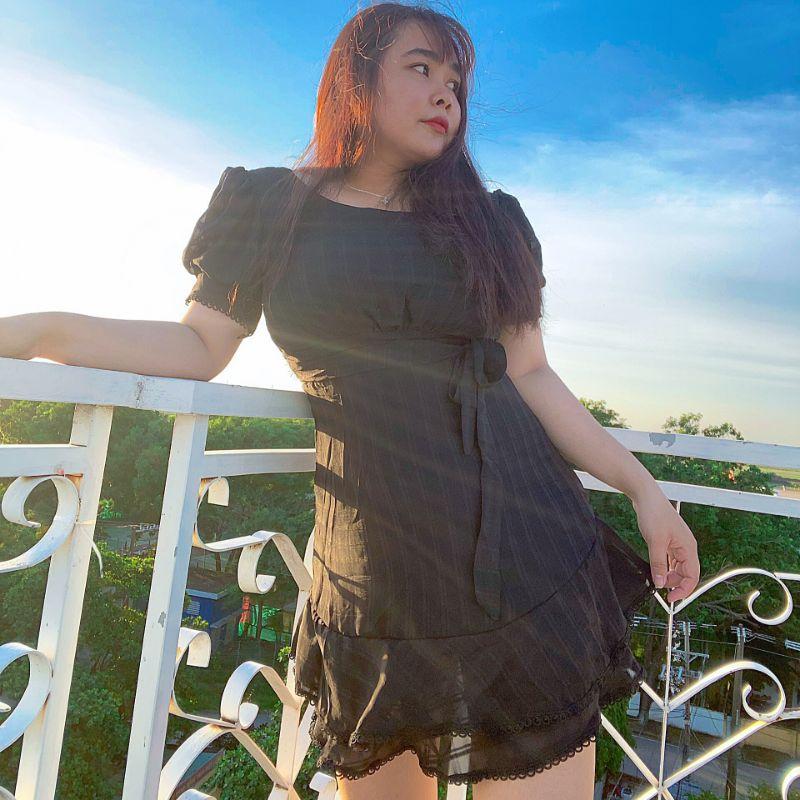Đầm caro hở lưng bigsize 60-90kg mẫu chụp thật