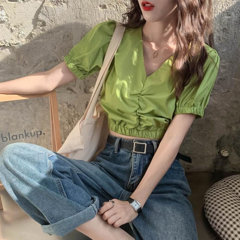 Áo croptop kiểu sơ mi nữ Ulzzang Quảng ASC89