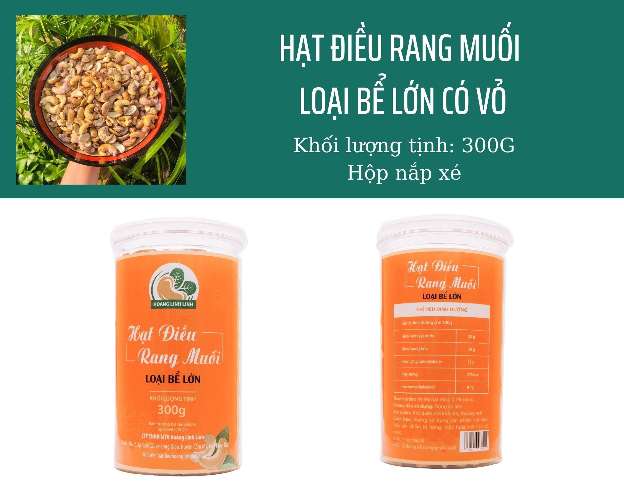 HẠT ĐIỀU BỂ RANG MUỐI SẠCH VỎ - HỘP NẮP XÉ - 300g
