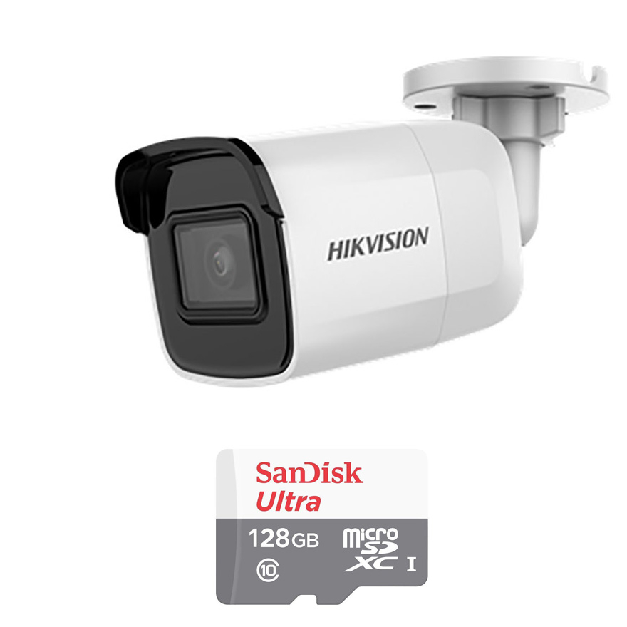 Camera IP WIFI DS-2CD2021G1-IW Hikvision Ngoài Trời 2MP Và Thẻ Nhớ 128GB - Tặng Kèm Tai Nghe Bluetooth - Hàng chính hãng