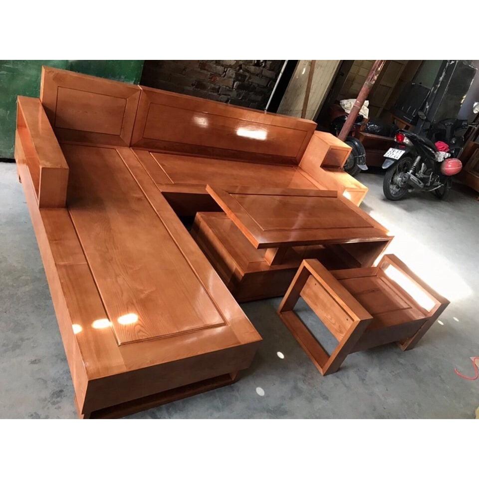 Bộ bàn ghế sofa góc ngăn kéo gỗ sồi