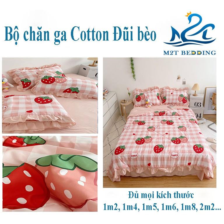 Bộ chăn ga gối Cotton Đũi Bèo M2T bedding chăn ga Hàn Quốc miễn phí bo chun drap ga giường