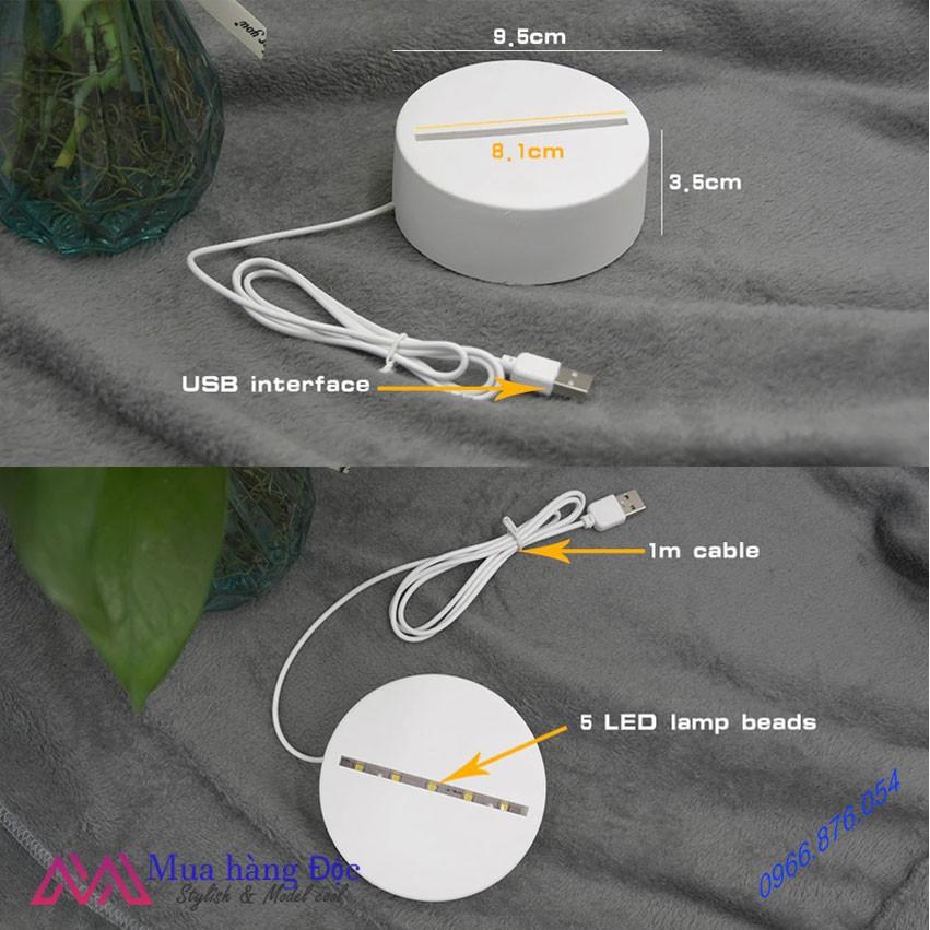 Đèn quà tăng Led sáng tạo 3D trăng tình yêu