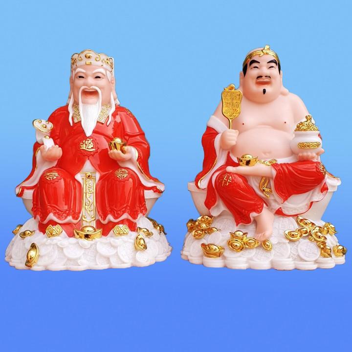 Tượng Thần Tài Thổ Địa đá cao cấp mẫu mới 10 inch các màu Đỏ , Trắng , Xanh lá , Cam cao 25 cm