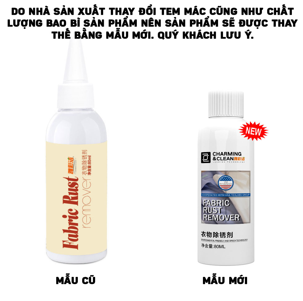 Dung Dịch Tẩy Vết Rỉ Sét Nhanh Chóng Trên Vải, Quần Áo Cao Cấp 80ml - Hàng Nhập Khẩu
