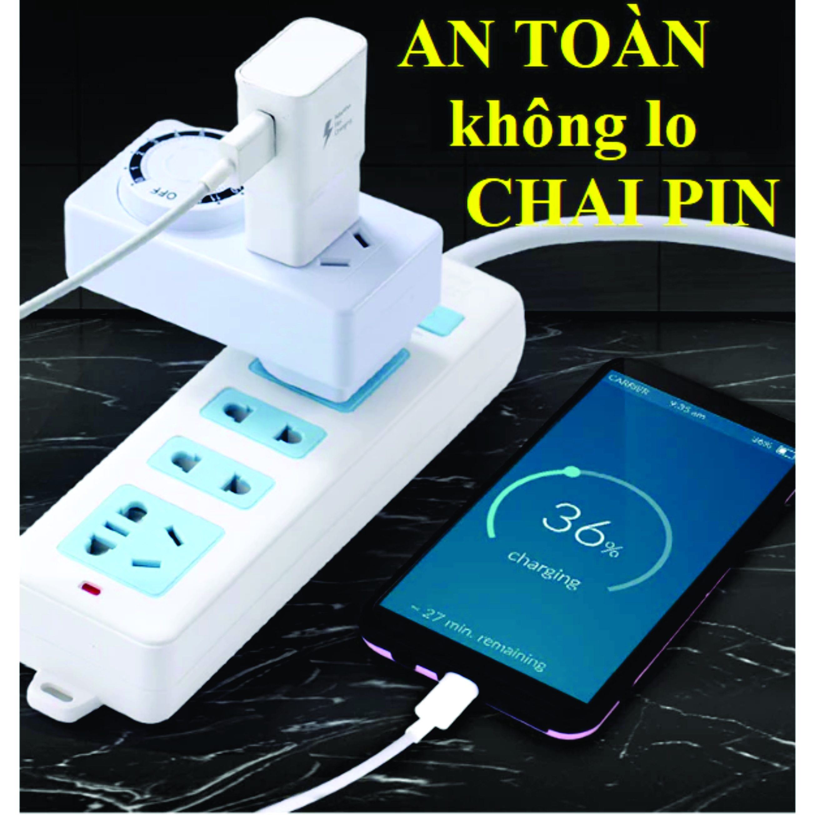 Ổ cắm hẹn giờ cơ MK-958 hẹn giờ tắt sử dụng đơn giản công suất 10A/220V + Tặng Phích chuyển đổi từ 3 chấu sang 2