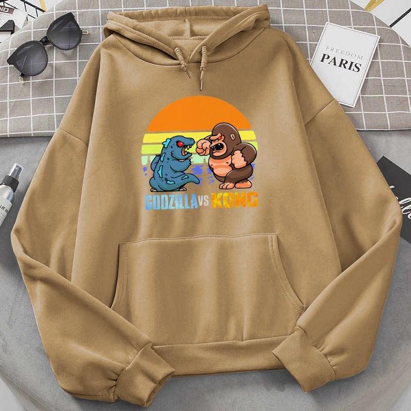 ÁO HOODIE UNISEX IN HOT TREND KING KONG CHẤT LIỆU NỈ BÔNG SIZE TỪ 35-70kg