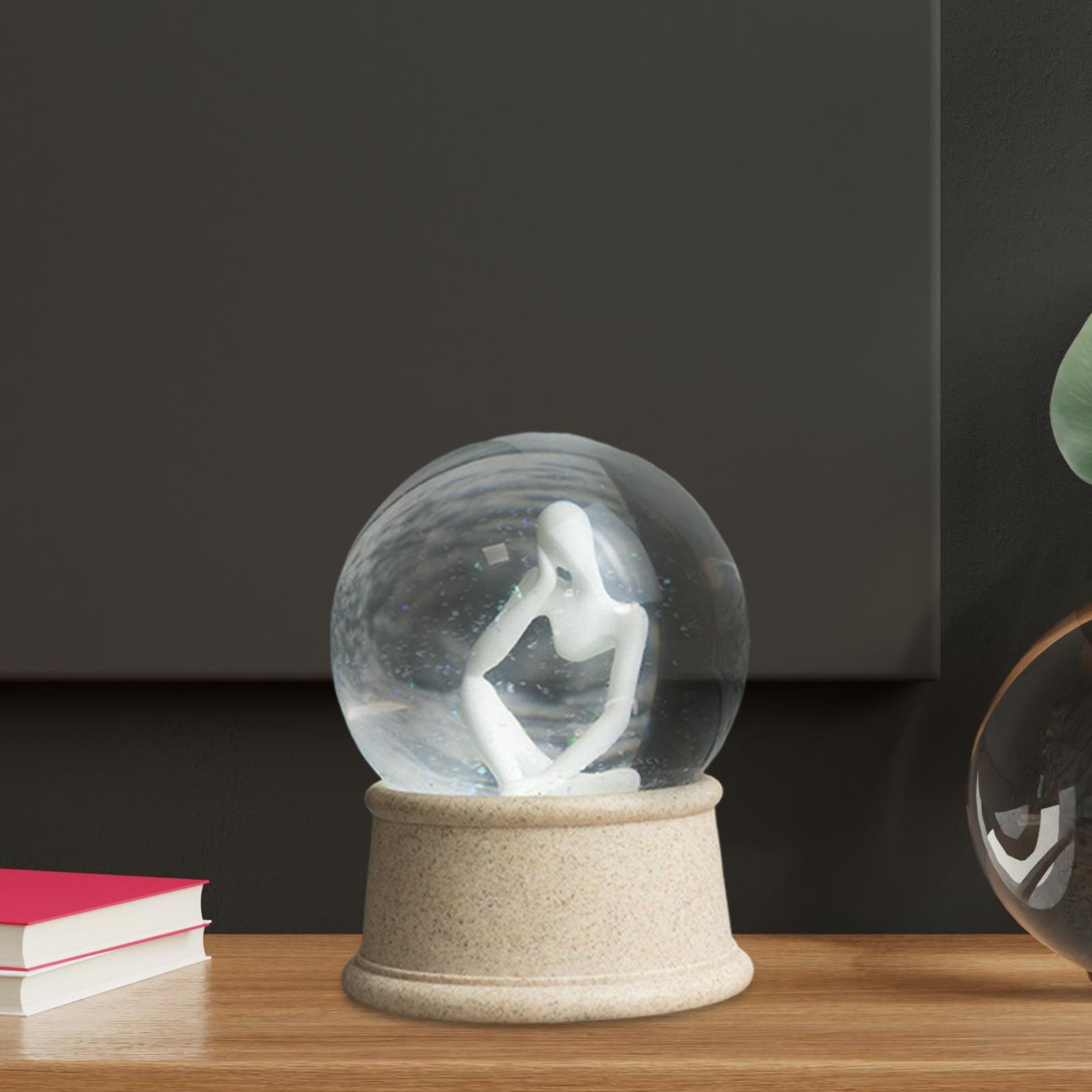 Modern Thinker Statue Ball Clear Ornament Decor for Bookshelf Office Home
