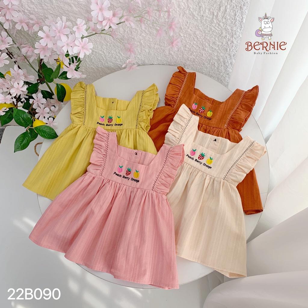 Bộ đũi cho bé 9m-6 tuổi sát nách cánh tiên thêu 3 quả cam, Bộ hè bé gái vải nhẹ thoáng mát điệu đà