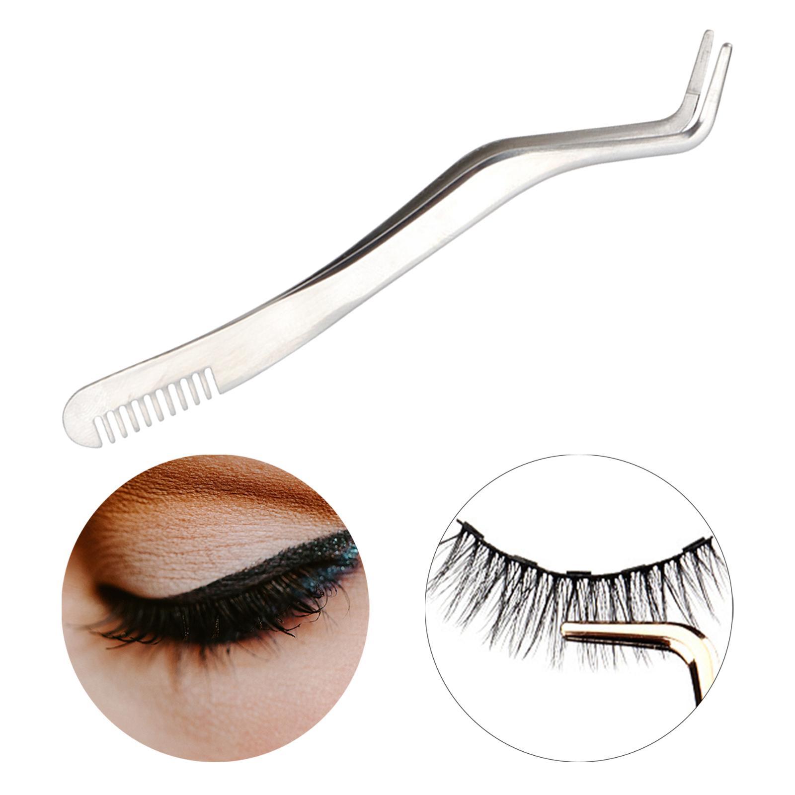 Professional 2 in 1 Curved Lashes Eyelash Tweezers, False Eyelash Tool for home Salon