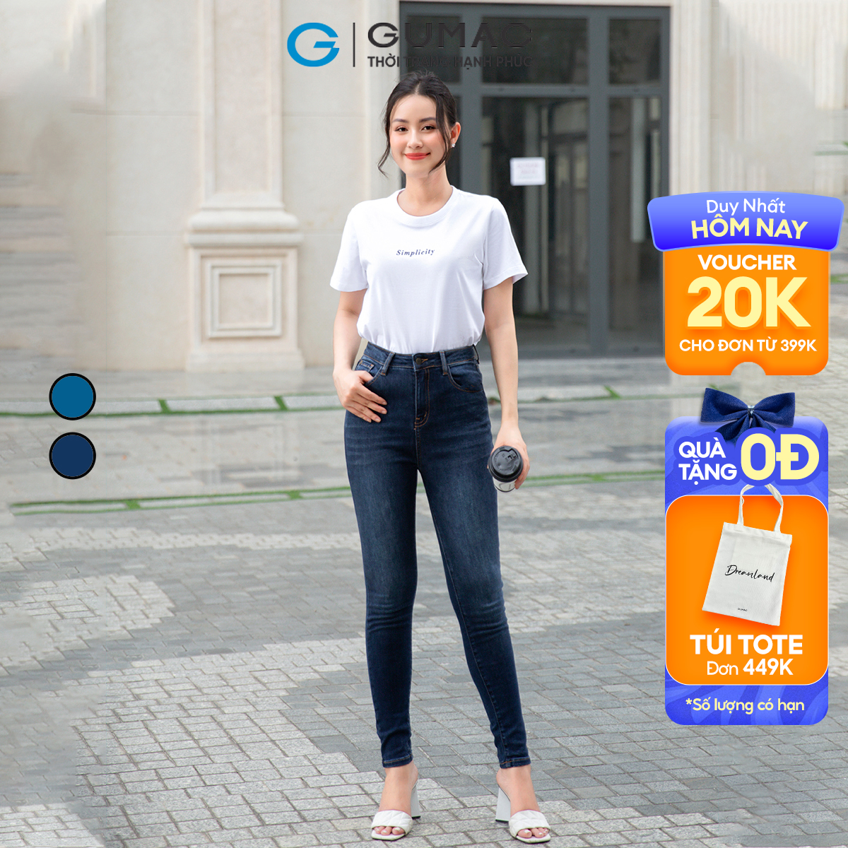 Quần Jeans nữ skinny tôn dáng trẻ trung năng động GUMAC QJD09041