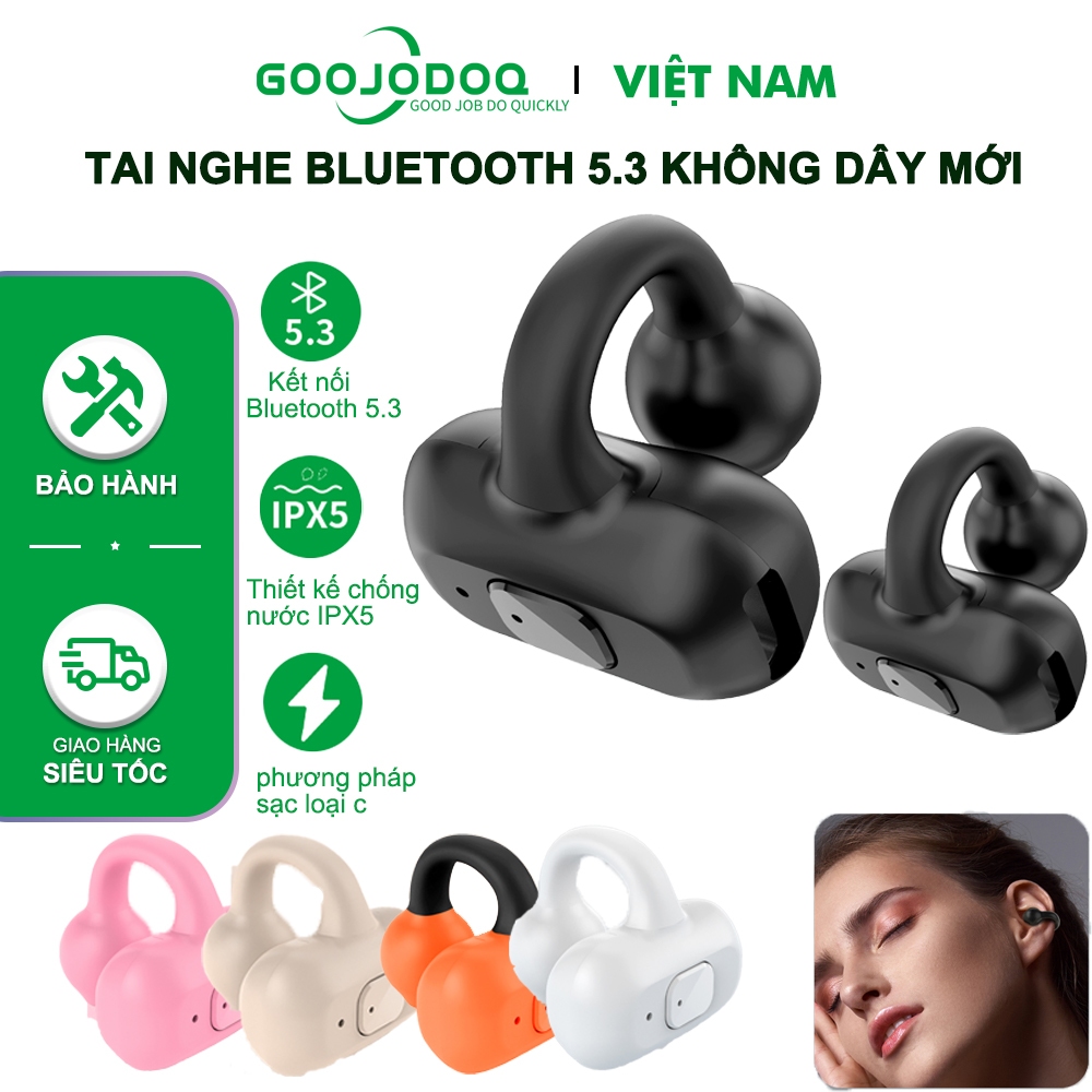 J191 -Tai nghe Bluetooth kẹp dẫn khí GOOJODOQ TWS 5.3 kẹp một tai không dây hỗ trợ kết nối lẫn nhau cho android iphone