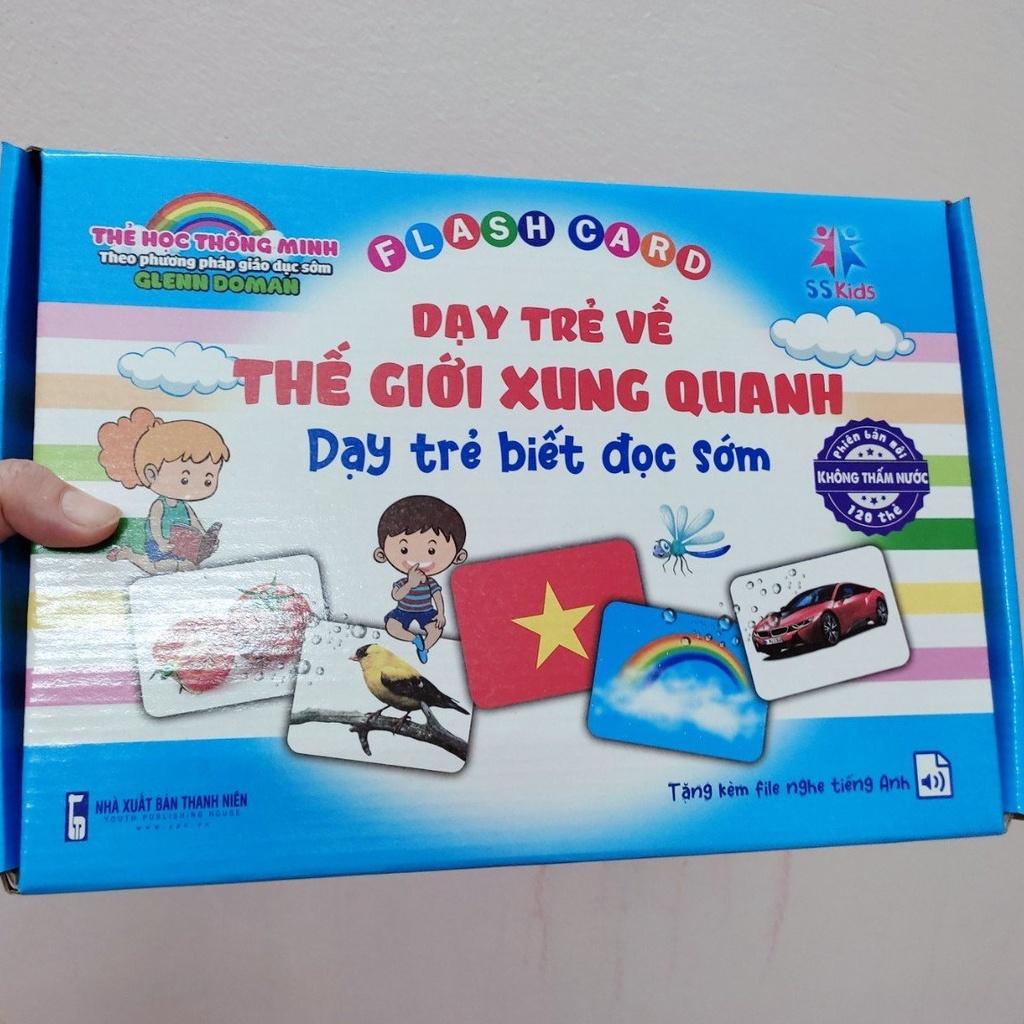 Thẻ học thông minh cho bé loại to cứng A5 flashcard chuẩn Glenn Doman 16 chủ đề mới có lớp cán bóng