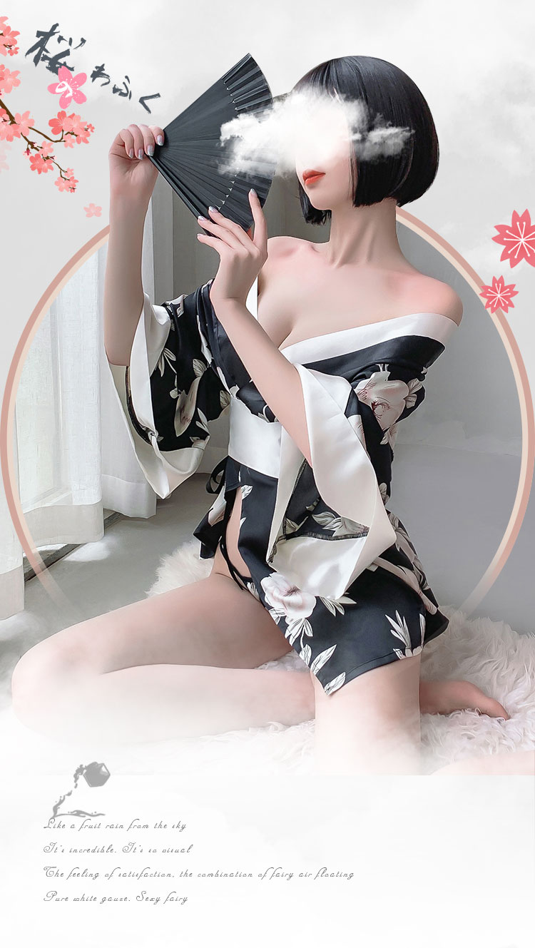 Váy ngủ lụa satin kimono Nhật Bản