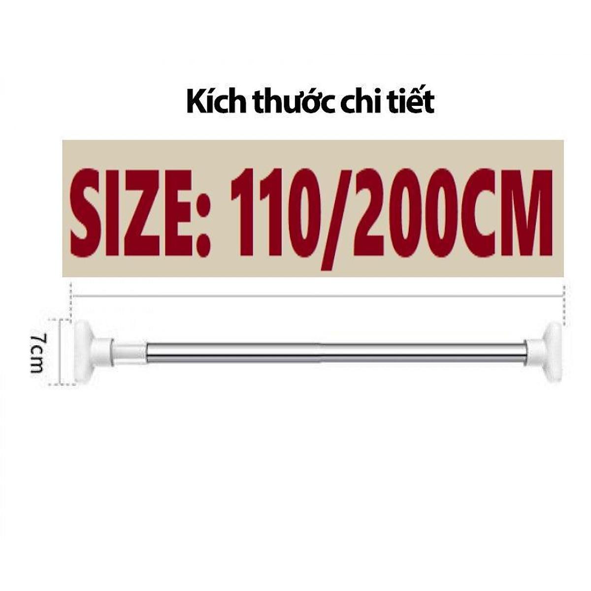 Thanh Treo Quần Áo Treo Rèm Nhà Tắm 2 Mét Rút Gọn Đa Năng Không Cần Khoan Vít, Chất Liệu Inox Chắc Chắn