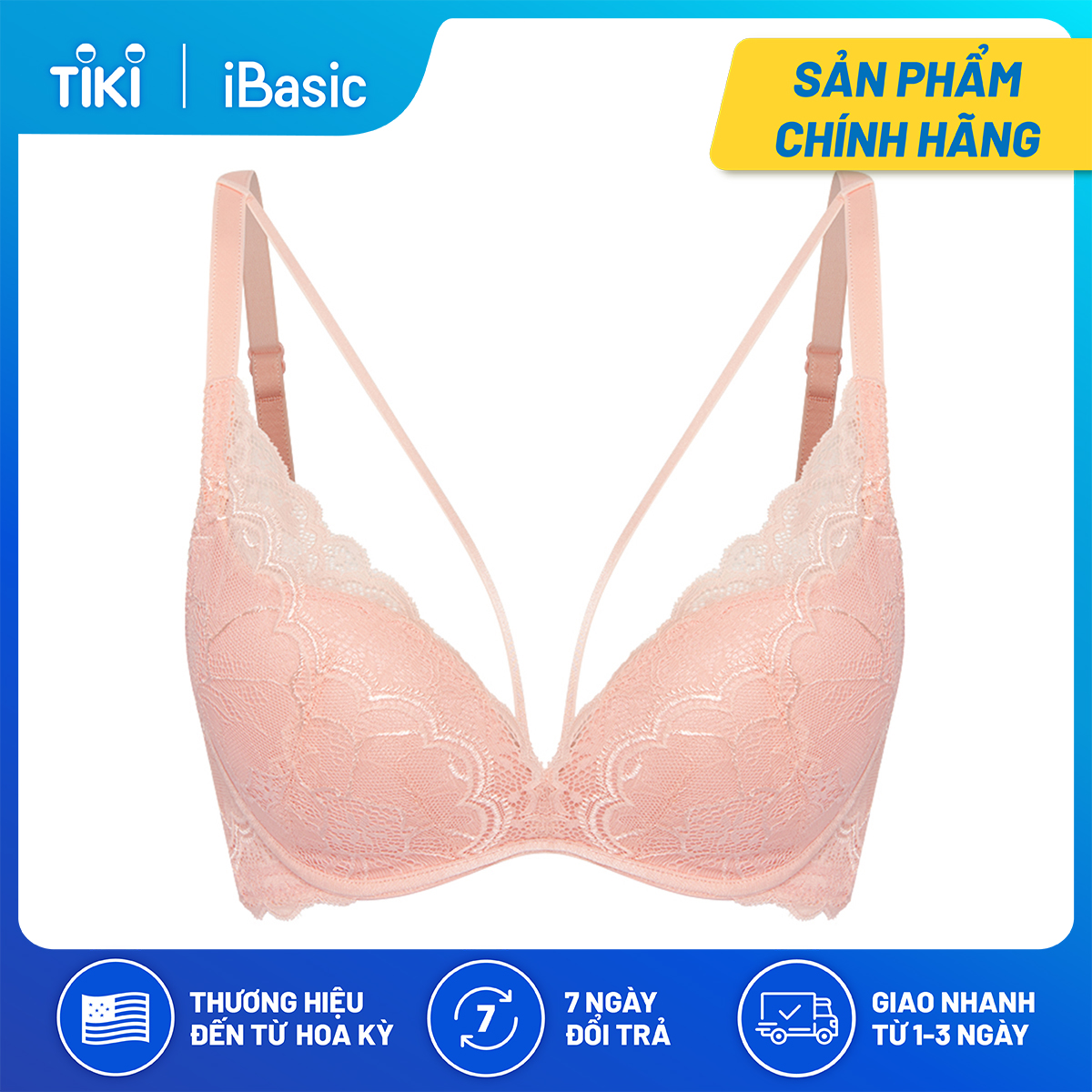 Áo ngực không gọng mút vừa ren phối dây Tshirt iBasic BRAW084