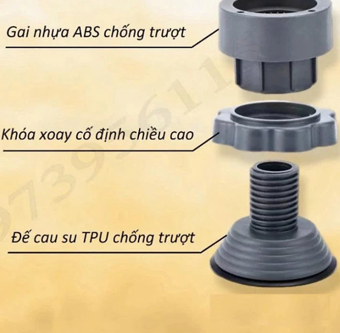Bộ 4 chân đế cao su 722s chống rung tăng giảm máy giặt tủ lạnh tiện lợi phù hợp cho mọi loại máy