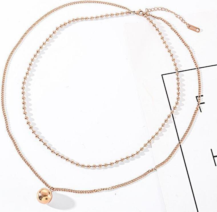 Dây Chuyền 2 Tầng Trái Châu Titan Không Đen TT 2362