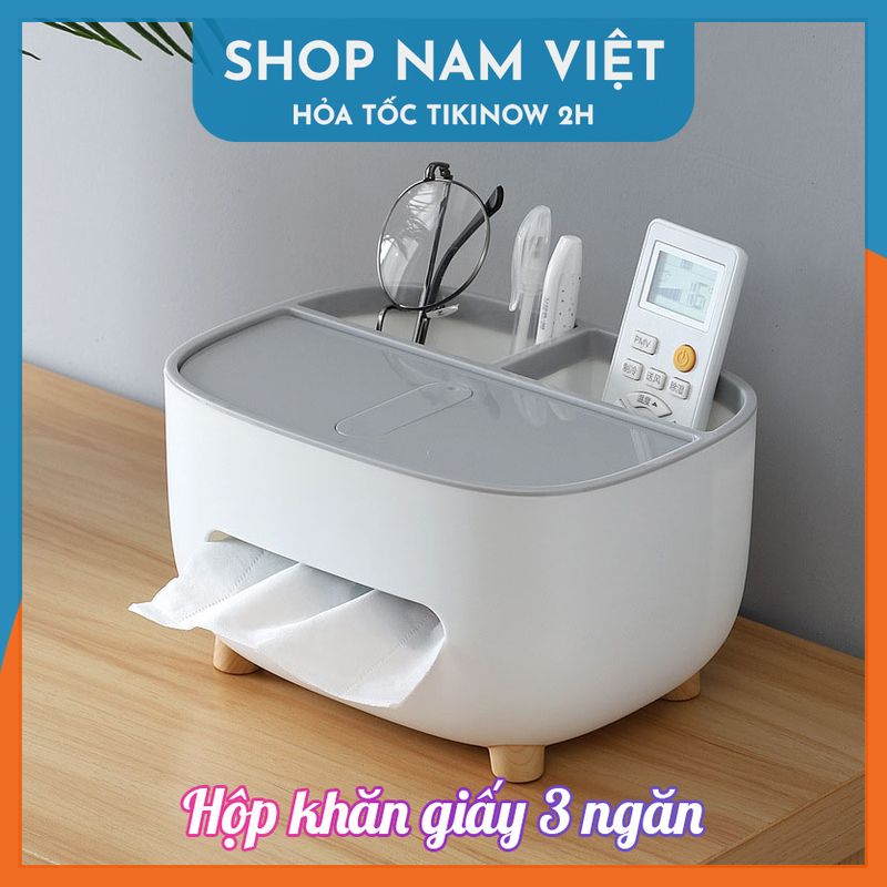 Hộp Đựng Khăn Giấy 3 Ngăn Đa Năng